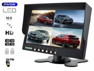 Monitor samochodowy LCD 7" HD cofania i monitoringu z obsługą do 4 kamer - NVOX HM740HD QUAD 4PIN