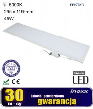 PANEL LED SUFITOWY 120X30 48W LAMPA SLIM KASETON 6000K ZIMNY - INOXX PAN48W120/30 6000K FS