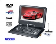 NVOX PD1406 VGA Przenośny odtwarzacz DVD DIVX LCD 14" cali USB SD GRY TV VGA 12V 230V - NVOX PD1406 VGA