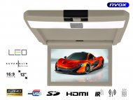 Monitor samochodowy podwieszany podsufitowy LCD 13" LED FULL HD HDMI USB SD IR FM 12V - NVOX VRF1331 BE