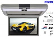 Monitor samochodowy podwieszany podsufitowy LCD 13" LED FULL HD HDMI USB SD IR FM 12V - NVOX VRF1331 GR