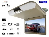 Monitor samochodowy podwieszany podsufitowy LCD 15" DVD IR FM HDMI USB SD GRY 12V - NVOX RF1515D Beige