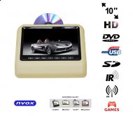 NVOX DV1017HD BE Monitor samochodowy zagłówkowy LCD 10" cali LED HD  DVD USB SD IR FM GRY 12V - NVOX DV1017HD BE