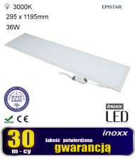 PANEL LED 120X30 36W LAMPA SUFITOWA SLIM KASETON 3000K CIEPŁA - INOXX PAN36W120/30 3000K FS