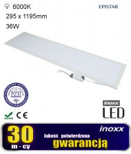 PANEL LED 120X30 36W LAMPA SUFITOWA SLIM KASETON 6000K ZIMNY - INOXX PAN36W120/30 6000K FS