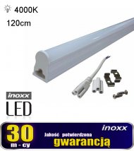ŚWIETLÓWKA LED LINIOWA T5 120CM 18W NEUTRALNA 4000K LAMPA NATYNKOWA ZINTEGROWANA Z OPRAWĄ  - INOXX 120T5K4000 FS