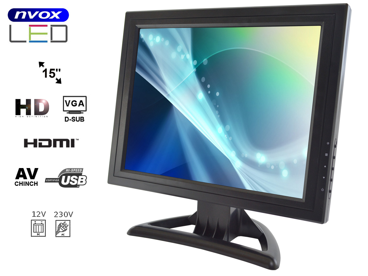 Dibuja una imagen altavoz Golpe fuerte Monitor LCD 15" cali AV VGA HDMI USB 12V 230V : Avde.pl